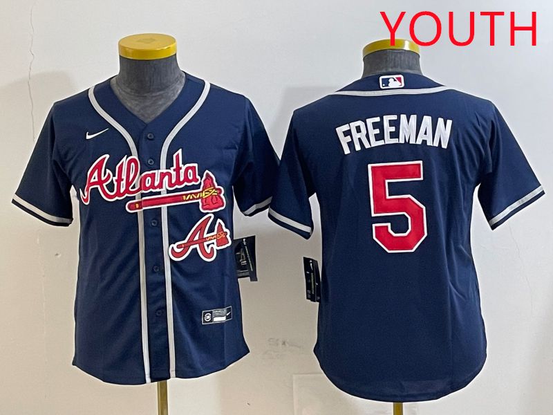 Youth Atlanta Braves #5 Freeman Blue Game 2025 Nike MLB Jersey style 5->youth mlb jersey->Youth Jersey